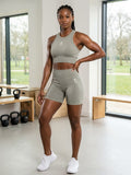 LTC Racerback Short Set in sage green — racerback crop top and matching bike shorts